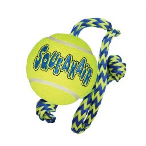 KONG Squeakair Tennis Ball with Rope Dog Toy