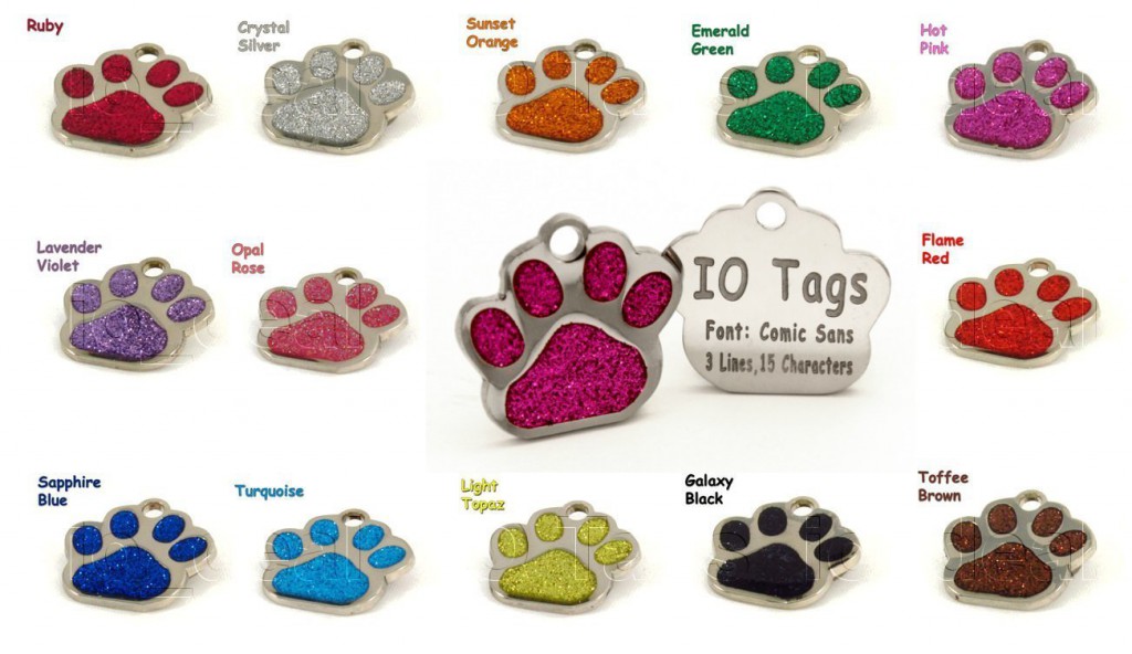 Customize Laser Etched Paw ID Tags 13 Color Choices